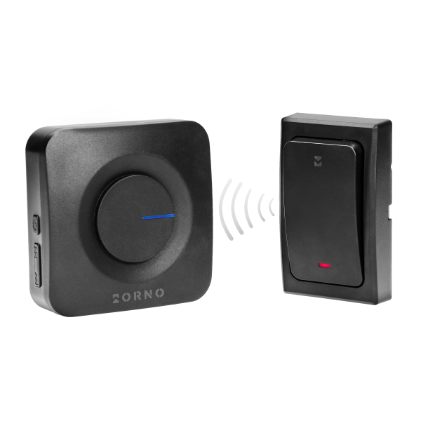 ONDO AC wireless mains-powered doorbell with battery-free button, learning system, 36 sounds, 200m, black